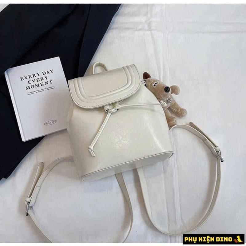 Balo Mini Màu Trắng Kèm Móc Gấu Balo Mini Màu Trắng Kèm Móc Gấu